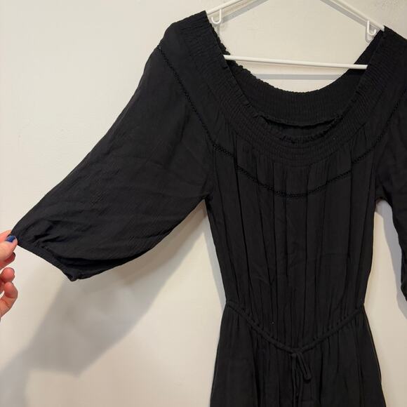 Abercrombie & Fitch Women's Medium Romper Black Smocked Neckline Lace Y2K Swim - Picture 5 of 8